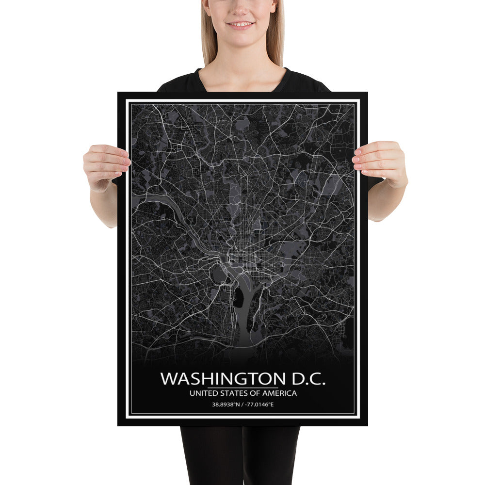 Washington, D.C. Black Paper Map