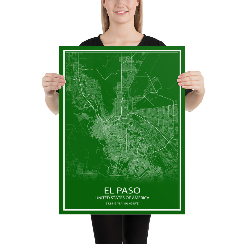 El Paso Green and White Paper Map