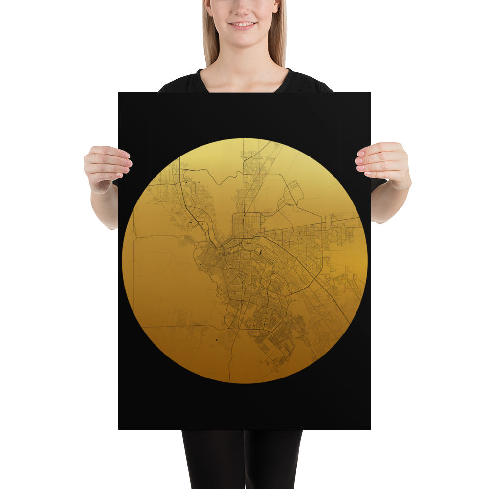 El Paso Gold on Black Paper Map