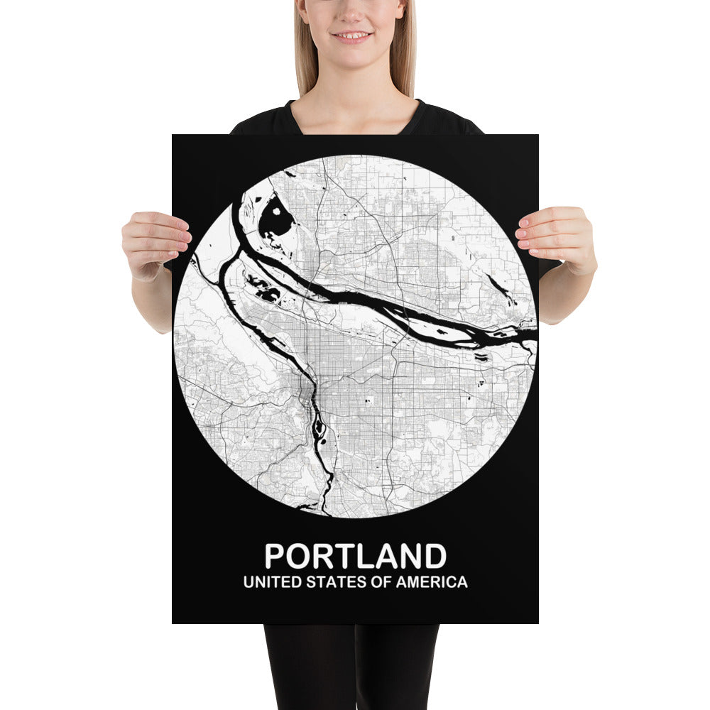 Portland Circular White Paper Map