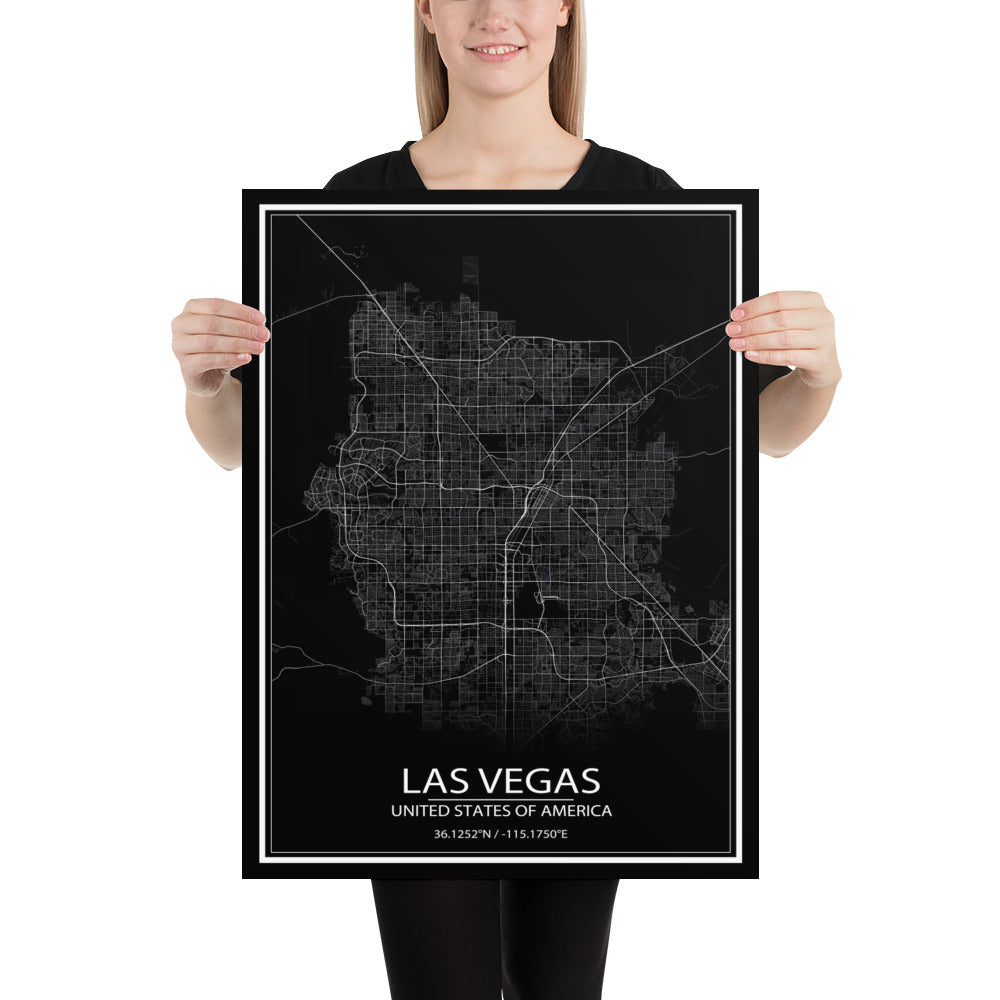 Las Vegas Black Paper Map