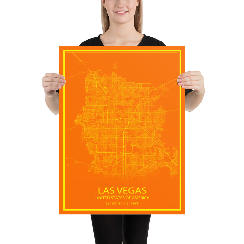 Las Vegas Orange and Yellow Paper Map