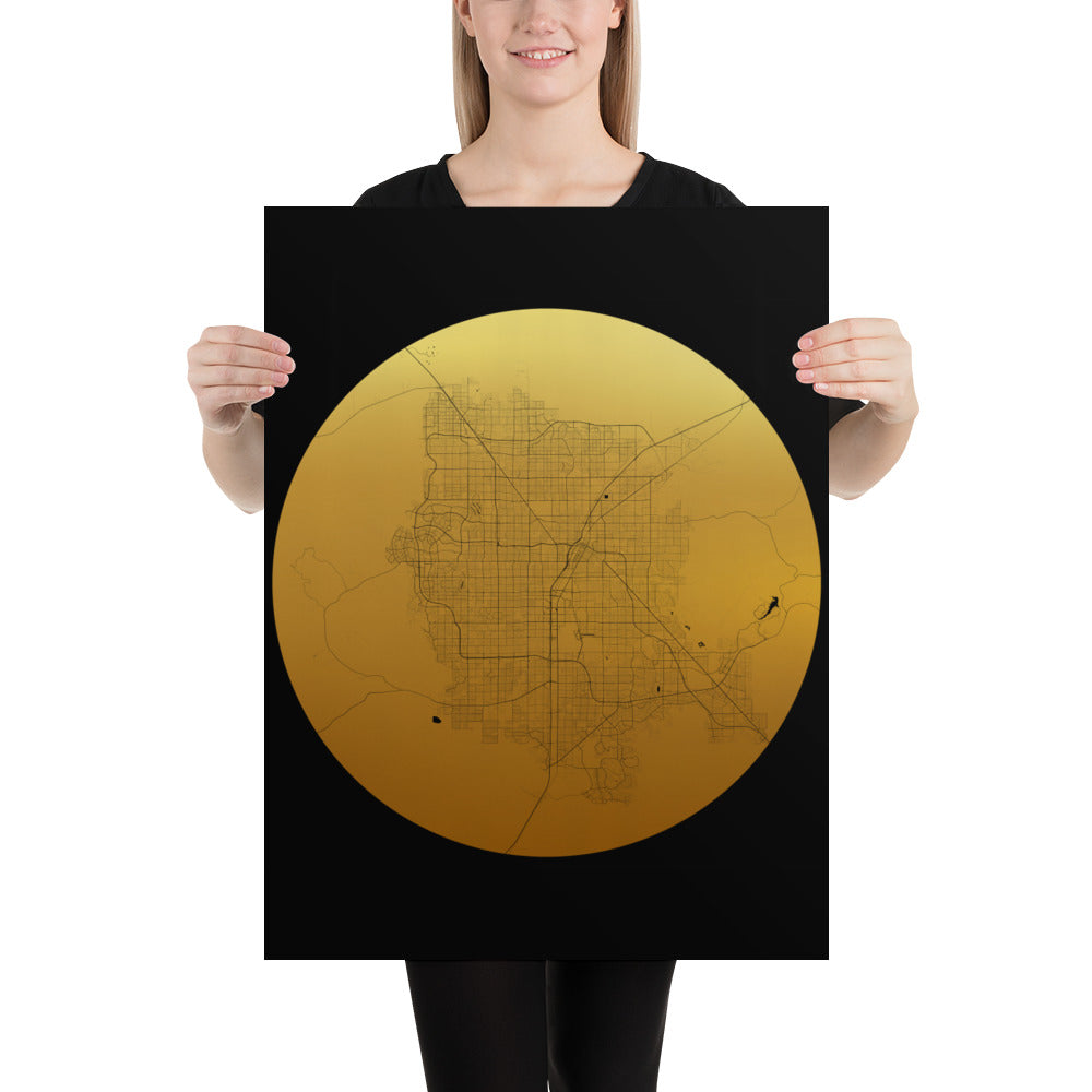 Las Vegas Gold on Black Paper Map