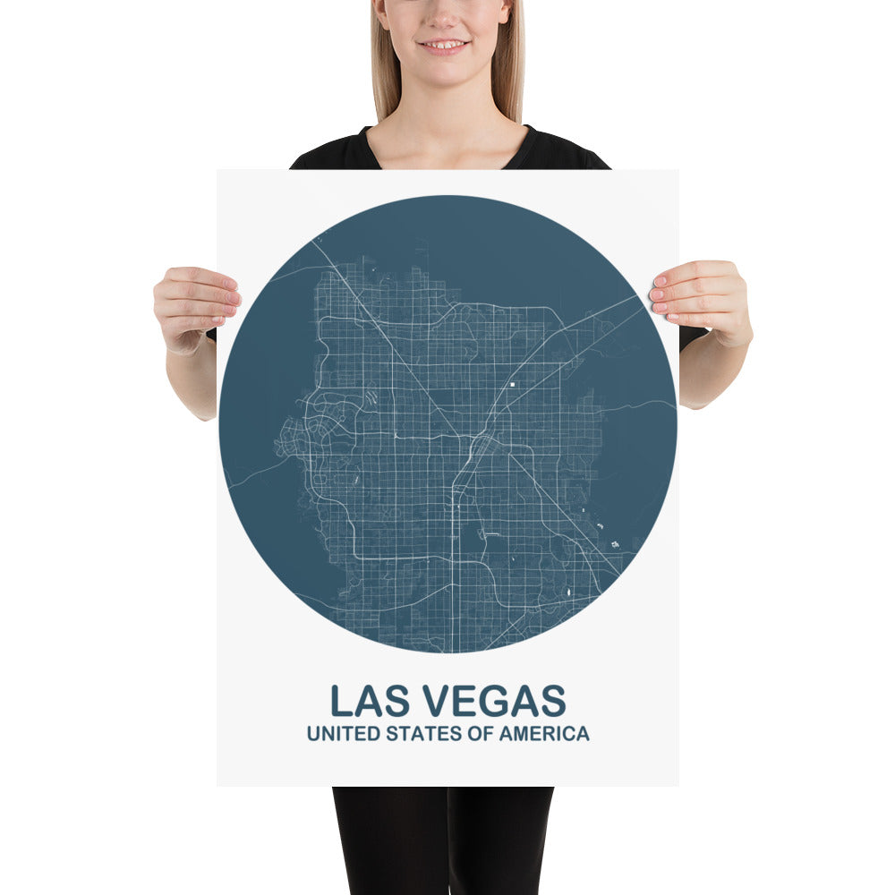 Las Vegas Circular Blue Paper Map