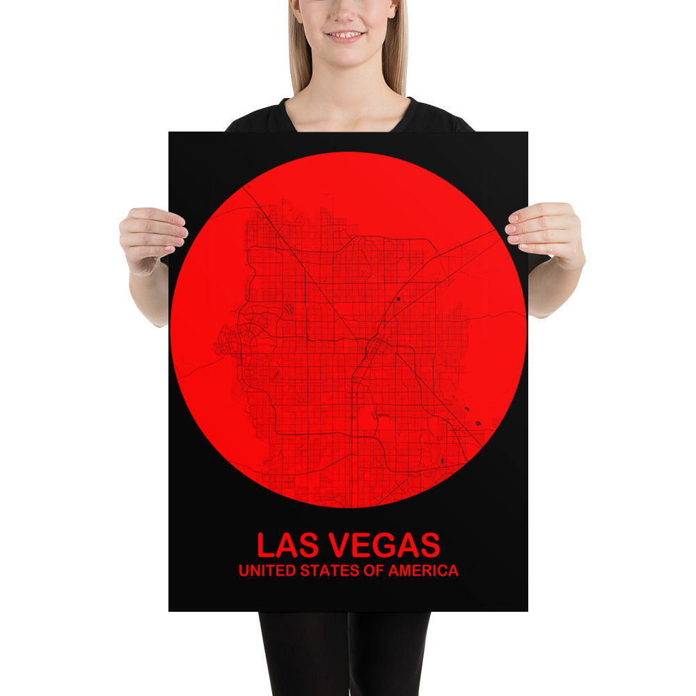 Las Vegas Circular Red Paper Map