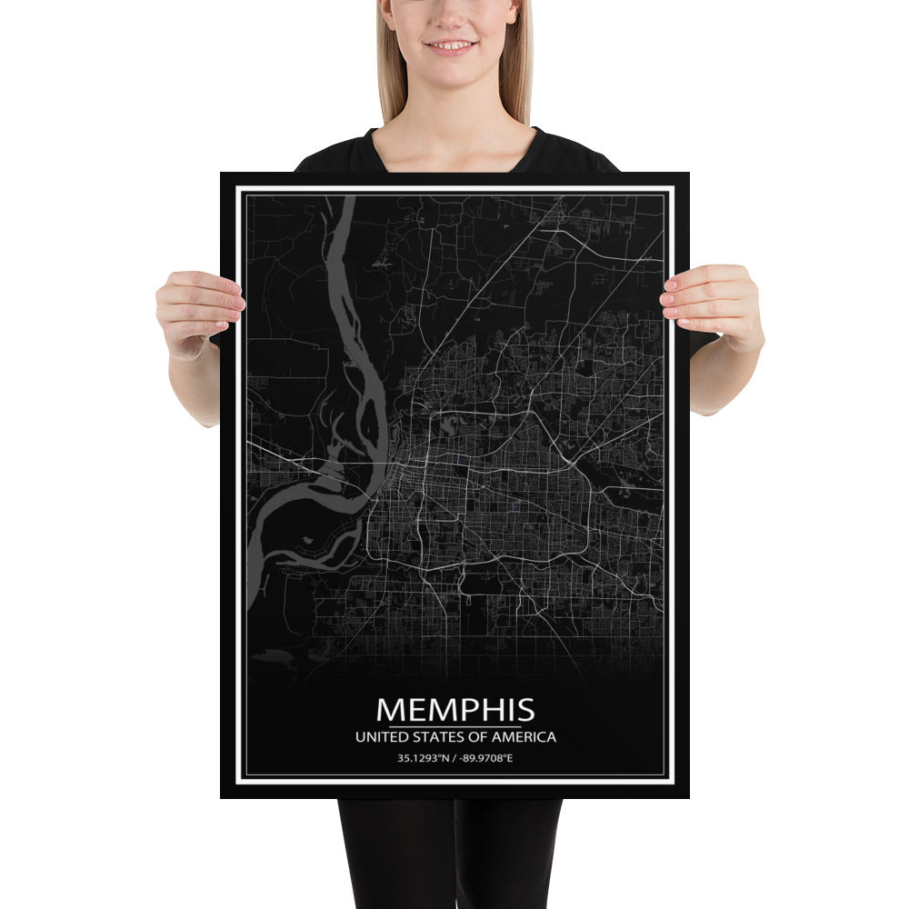 Memphis Black Paper Map