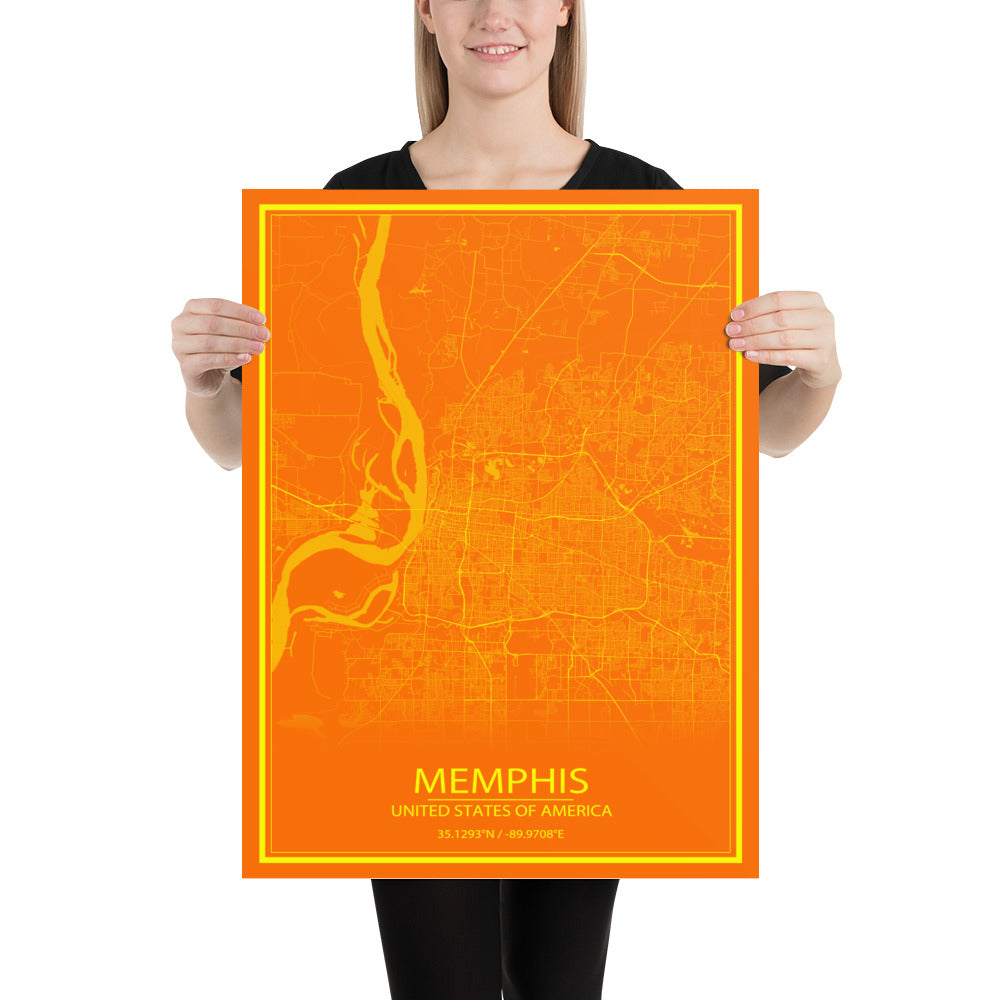 Memphis Orange and Yellow Paper Map