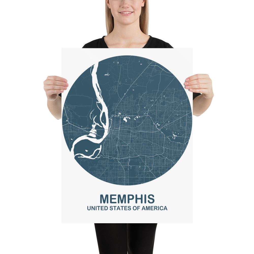 Memphis Circular Blue Paper Map