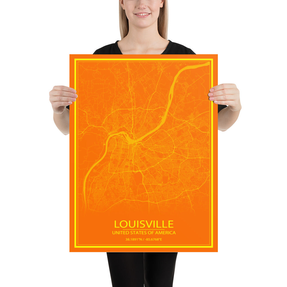 Louisville Orange and Yellow Paper Map