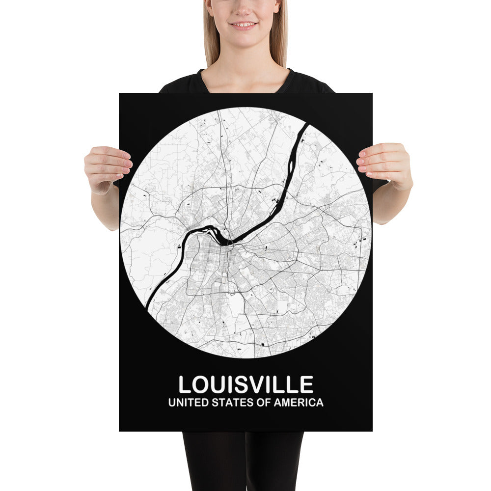 Louisville Circular White Paper Map