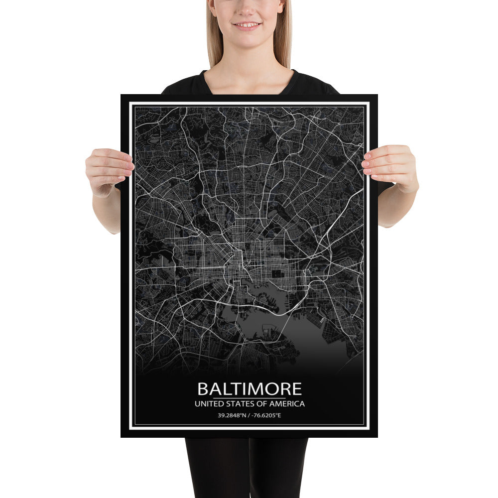 Baltimore Black Paper Map