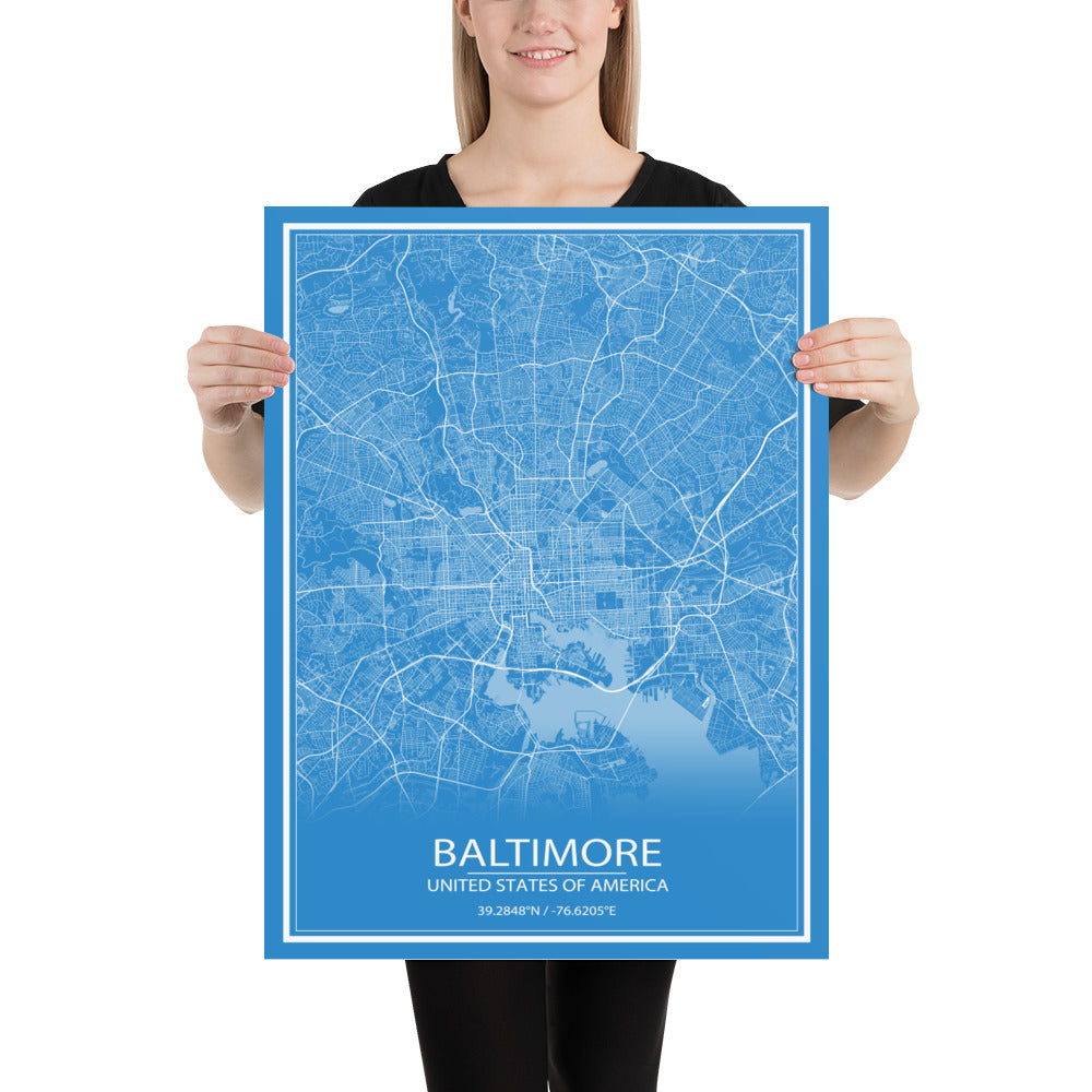 Baltimore Blue and White Paper Map