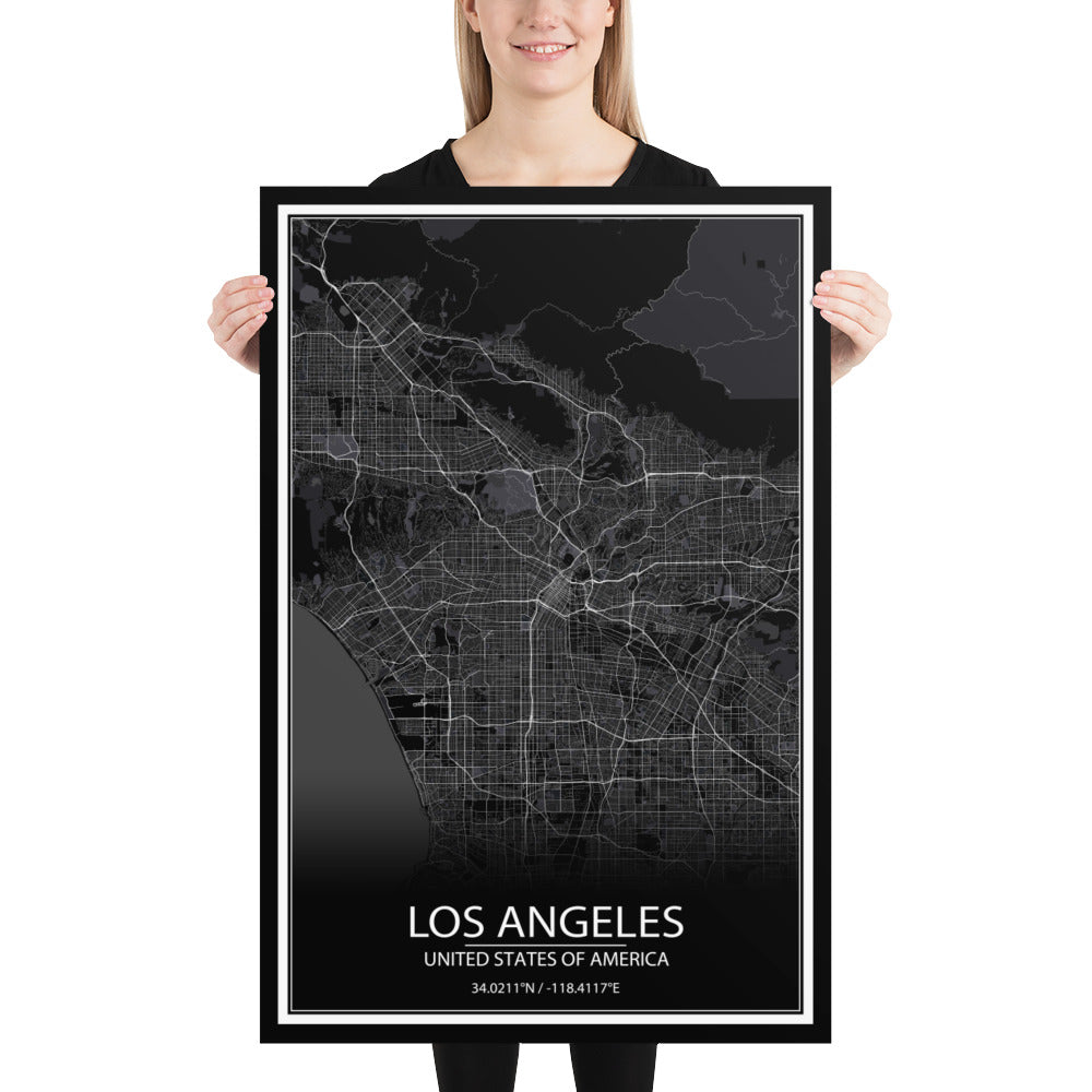 Los Angeles Black Paper Map