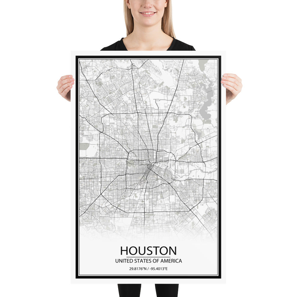 Houston White Paper Map