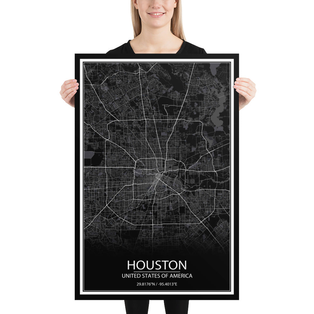 Houston Black Paper Map