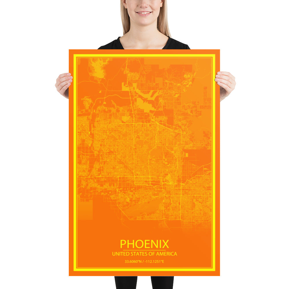 Phoenix Orange and Yellow Paper Map