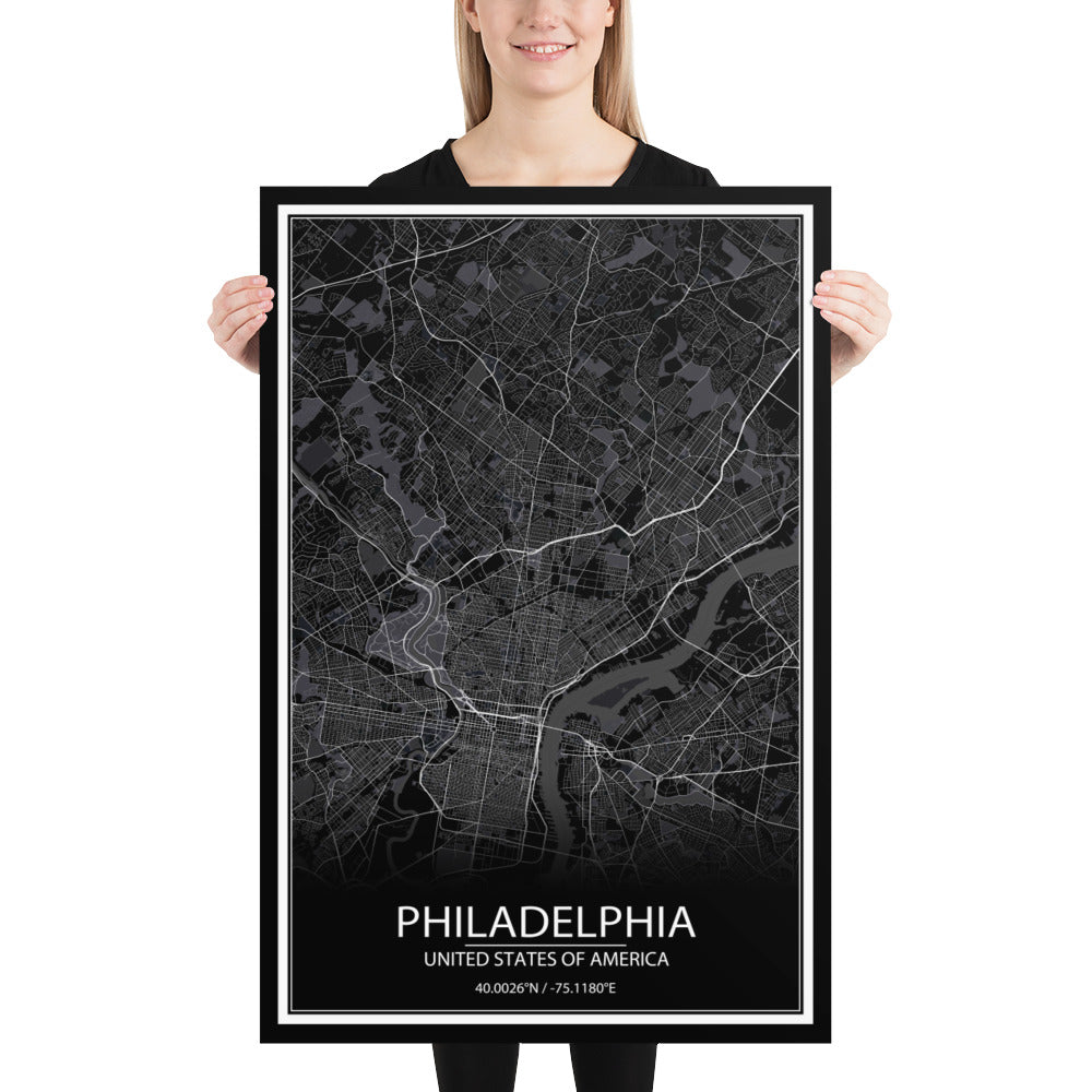 Philadelphia Black Paper Map