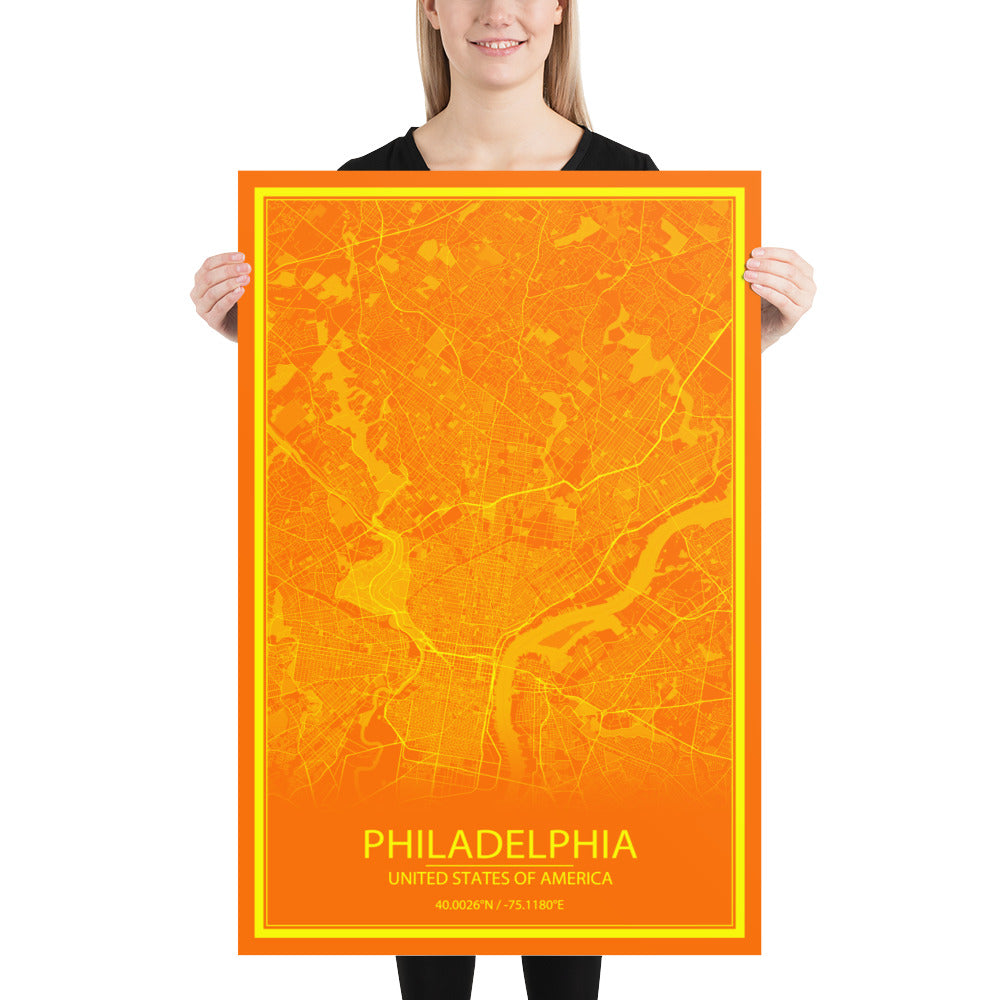 Philadelphia Orange and Yellow Paper Map