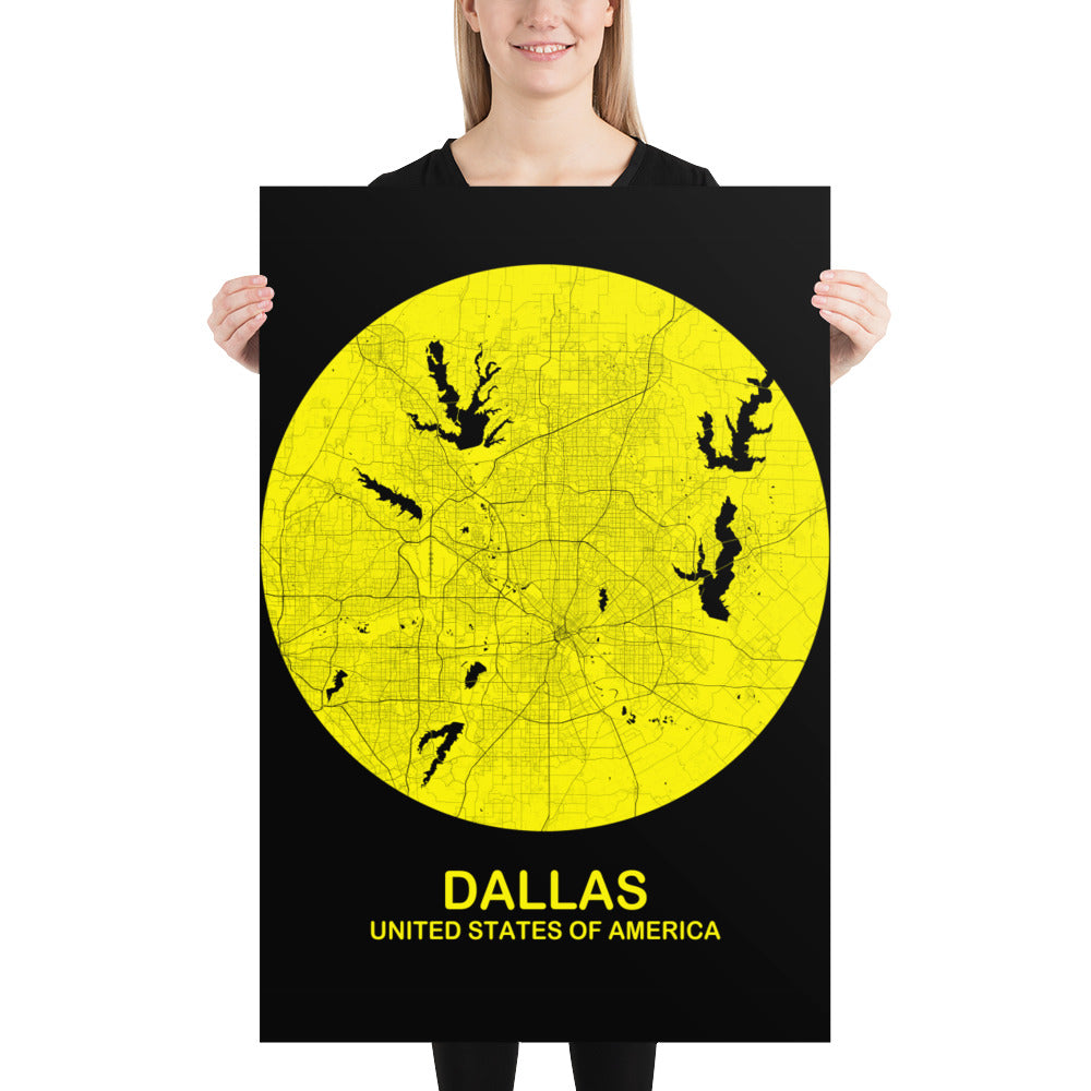 Dallas Circular Yellow Paper Map