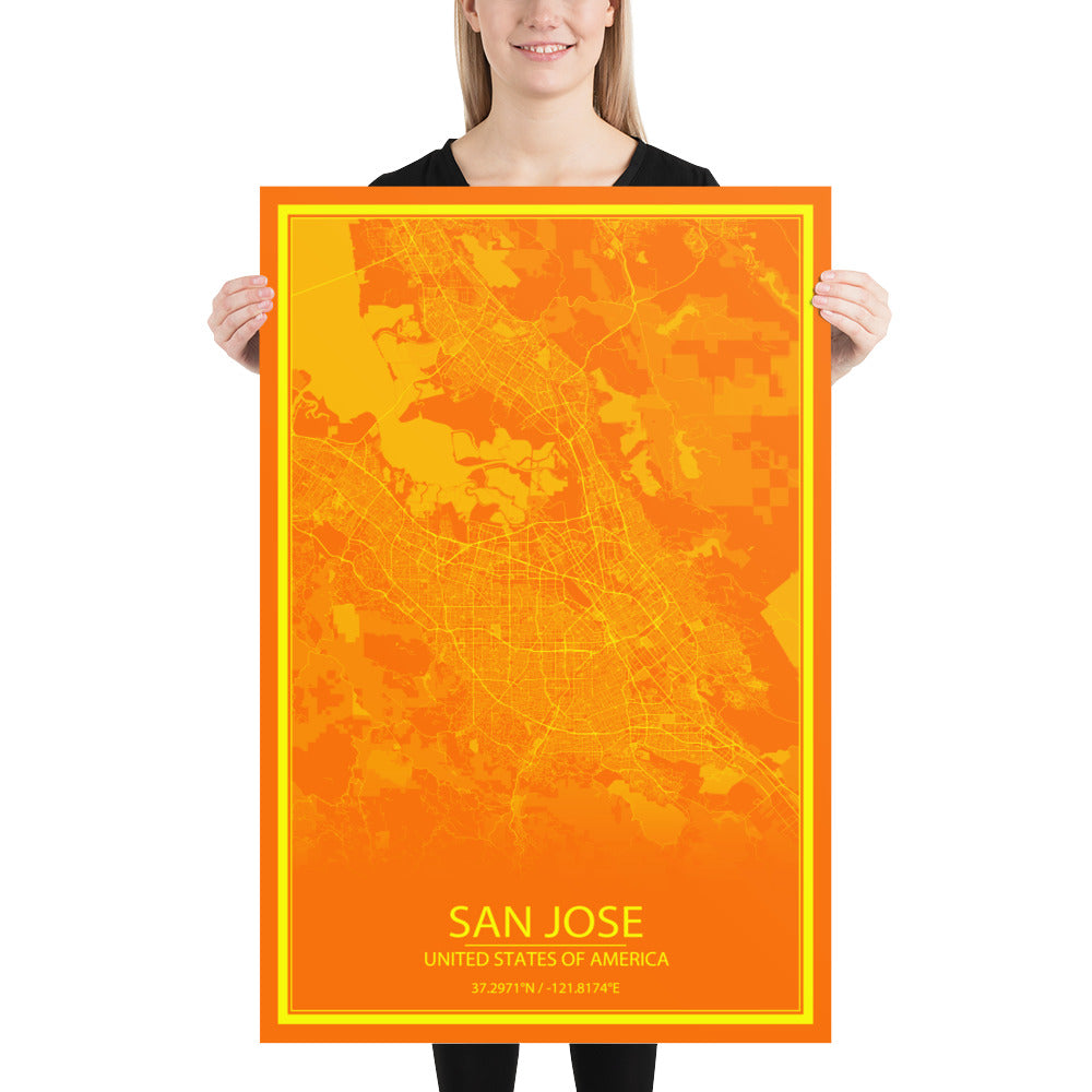 San Jose Orange and Yellow Paper Map