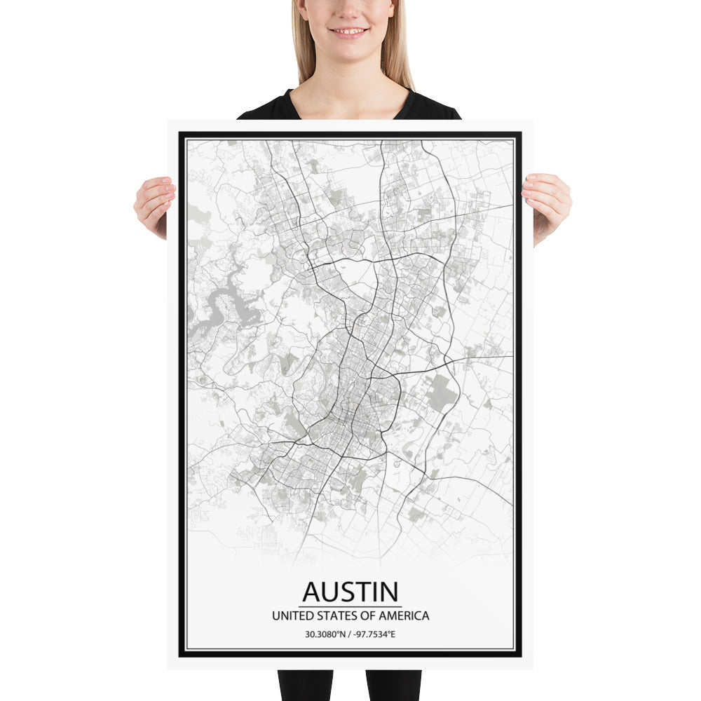 Austin White Paper Map