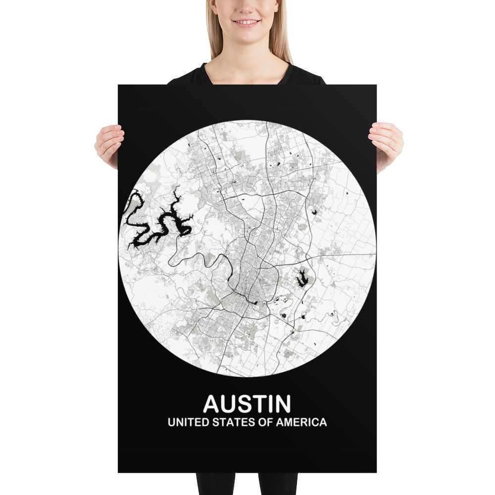 Austin Circular White Paper Map