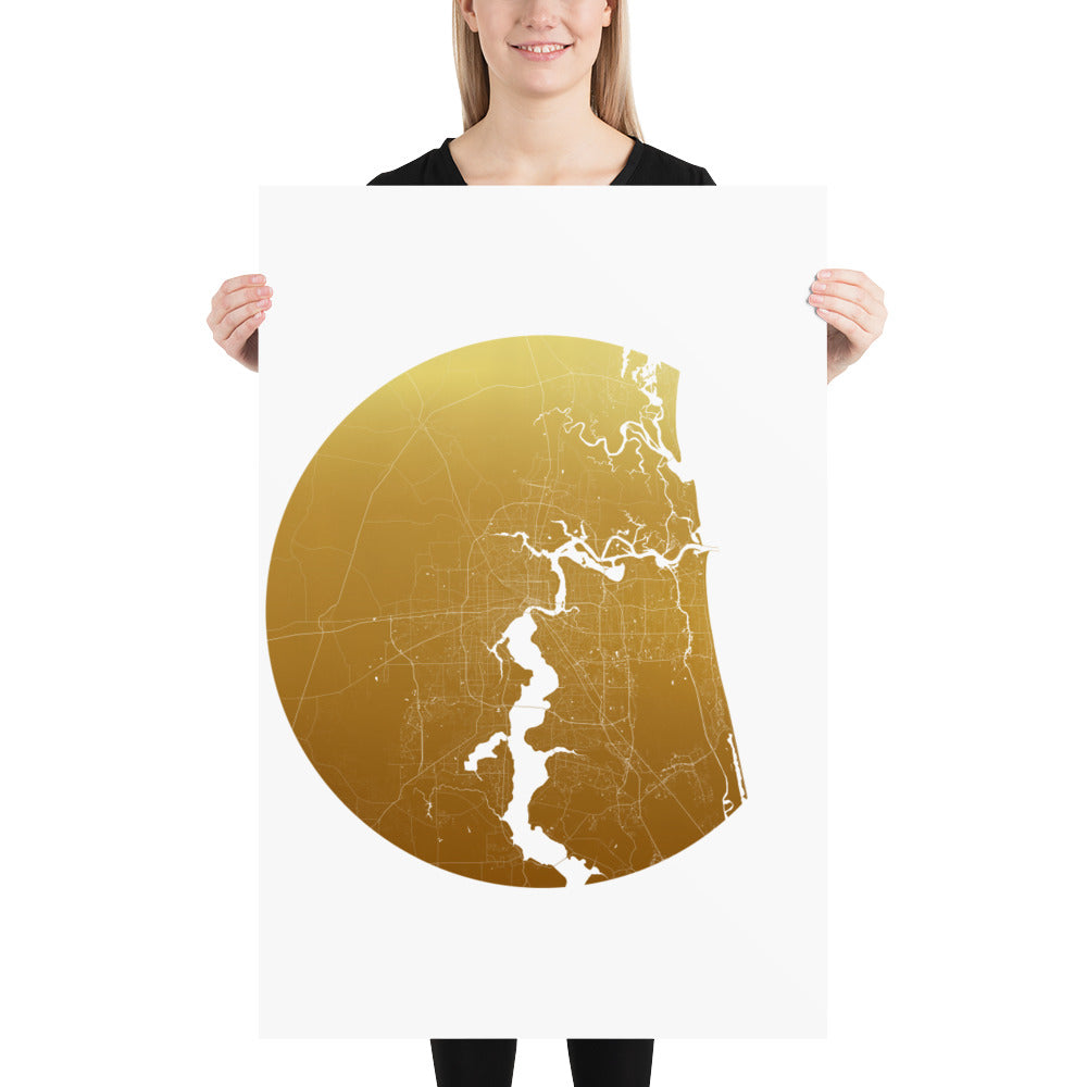 Jacksonville Gold on White Paper Map