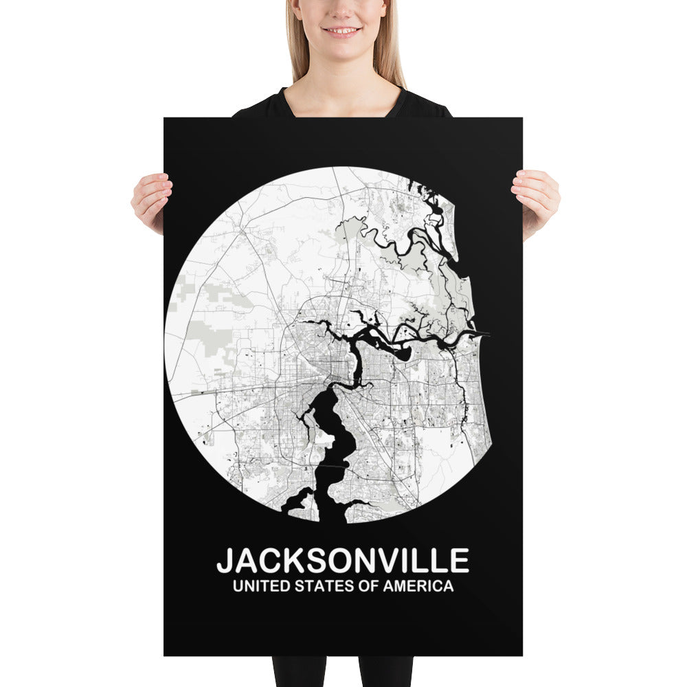 Jacksonville Circular White Paper Map