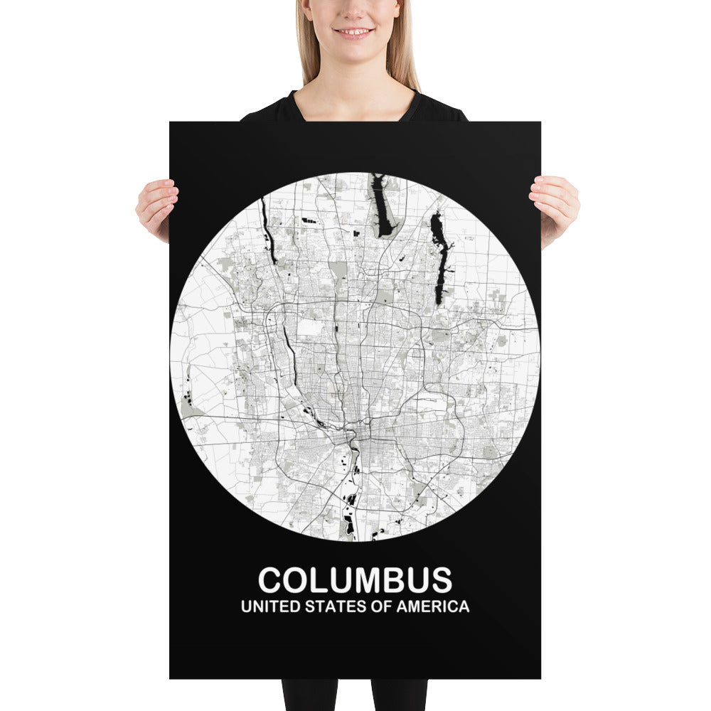 Columbus Circular White Paper Map