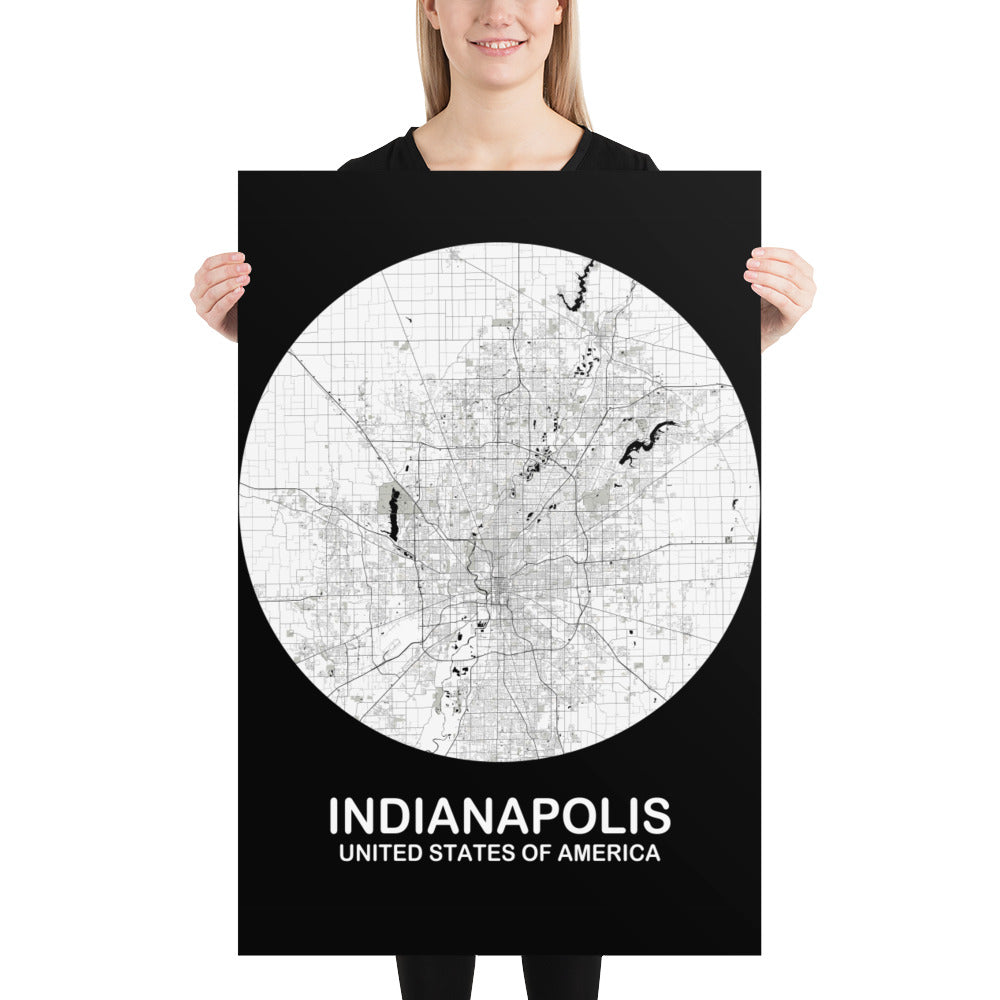 Indianapolis Circular White Paper Map