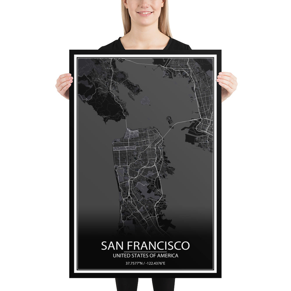 San Francisco Black Paper Map