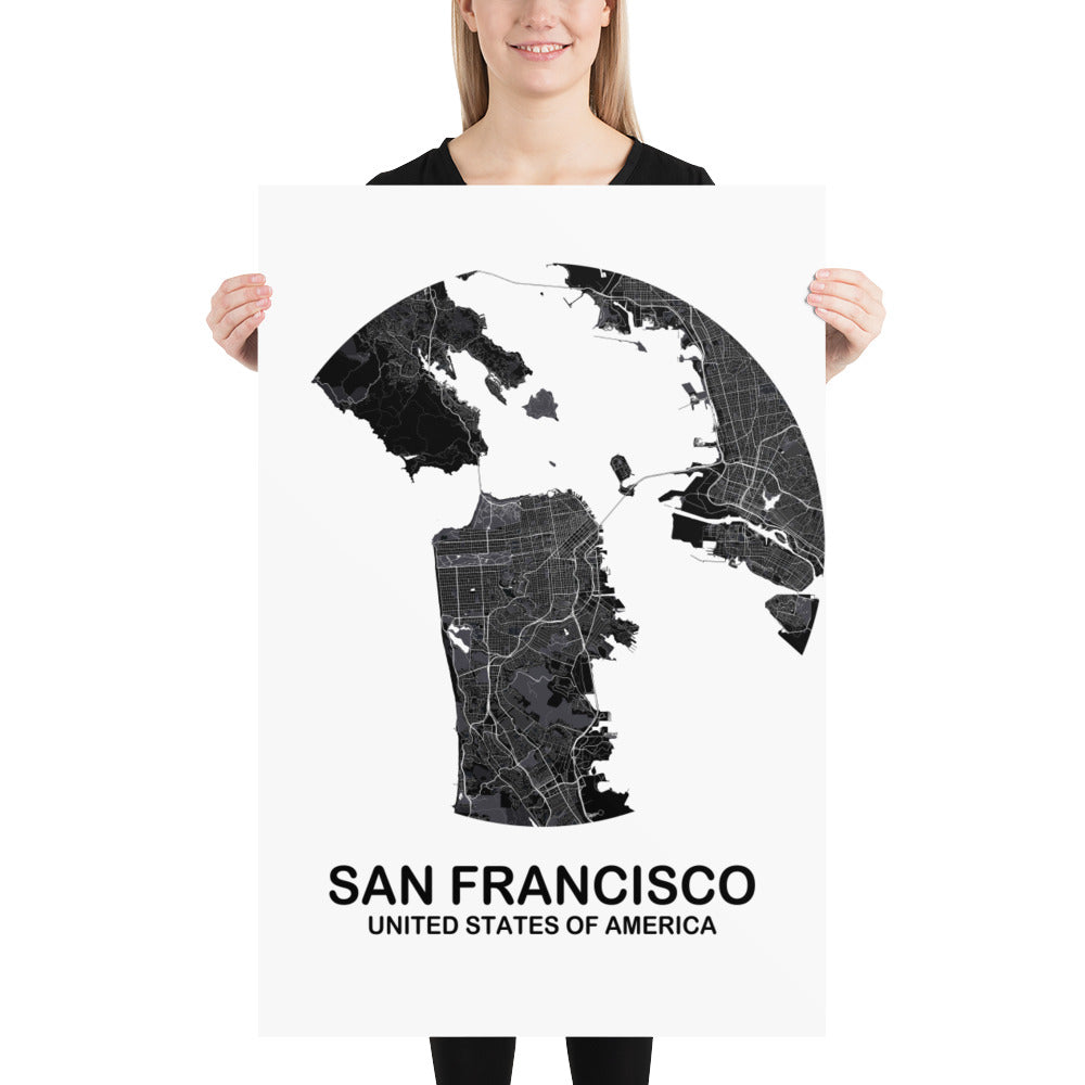 San Francisco Circular Black Paper Map