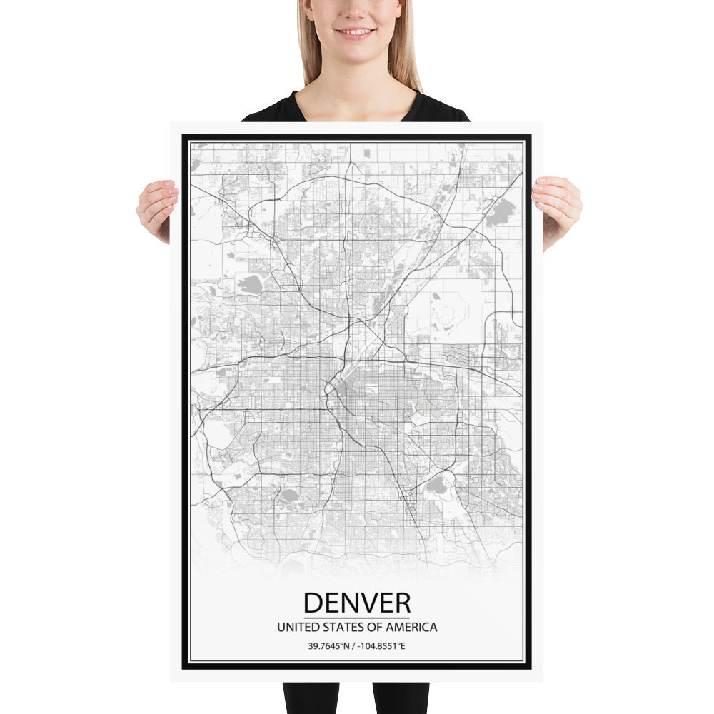 Denver White Paper Map