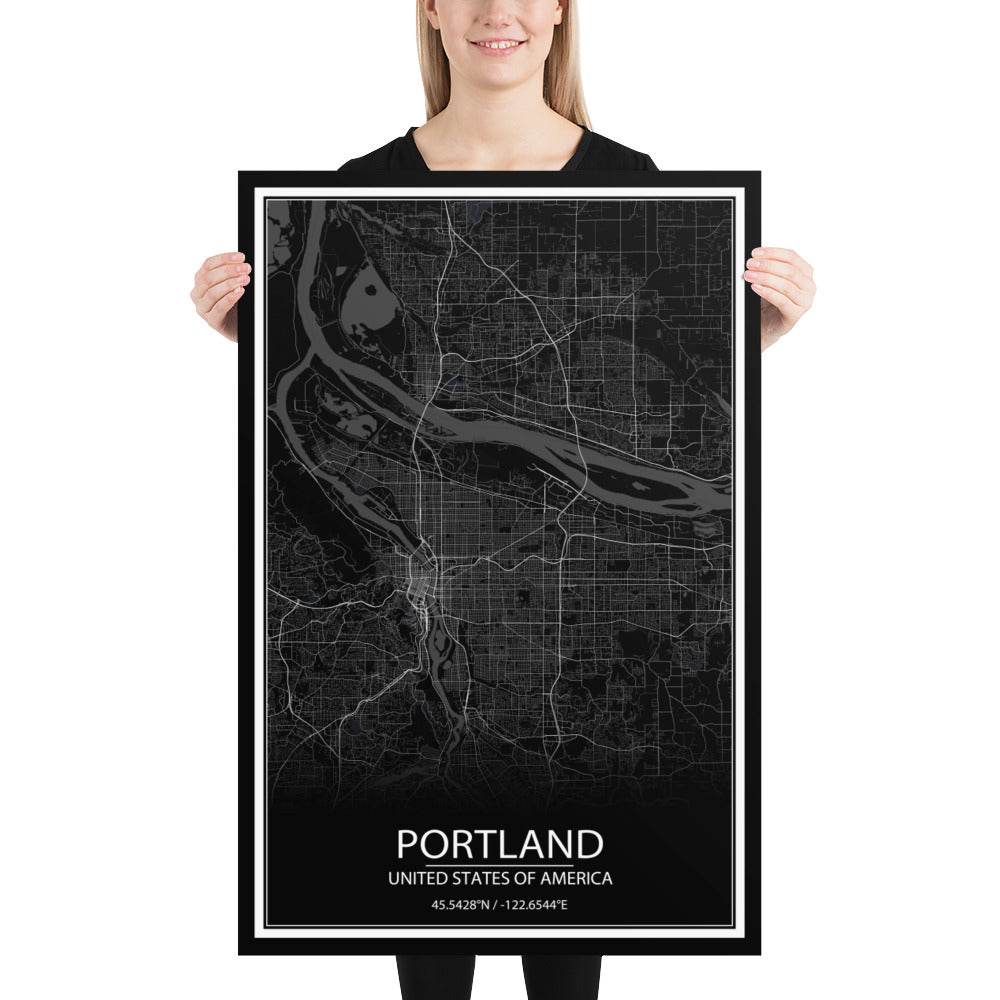 Portland Black Paper Map