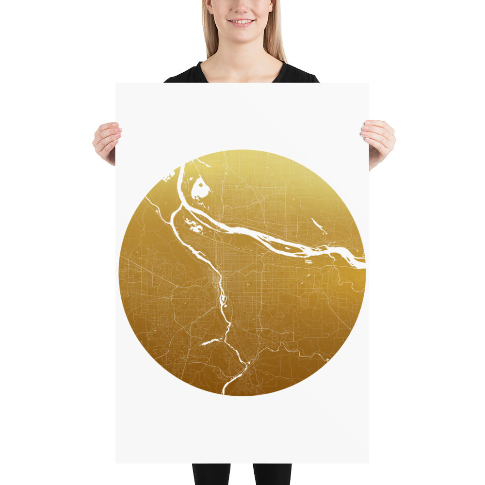 Portland Gold on White Paper Map