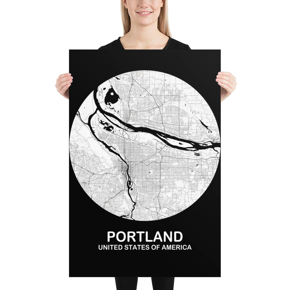 Portland Circular White Paper Map