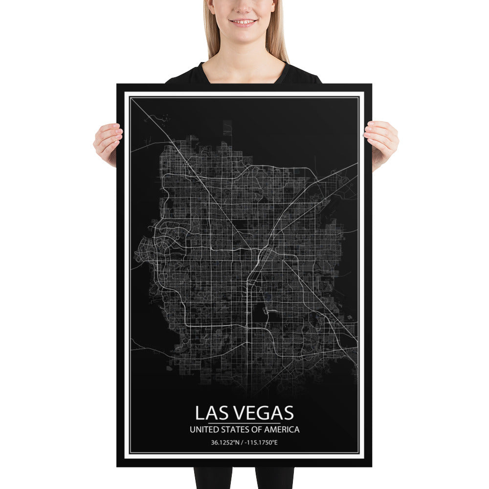 Las Vegas Black Paper Map