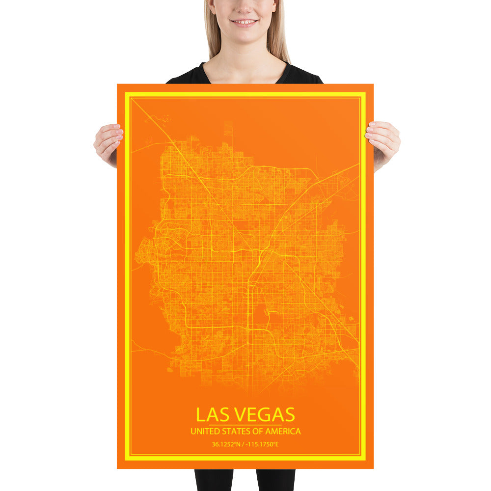 Las Vegas Orange and Yellow Paper Map