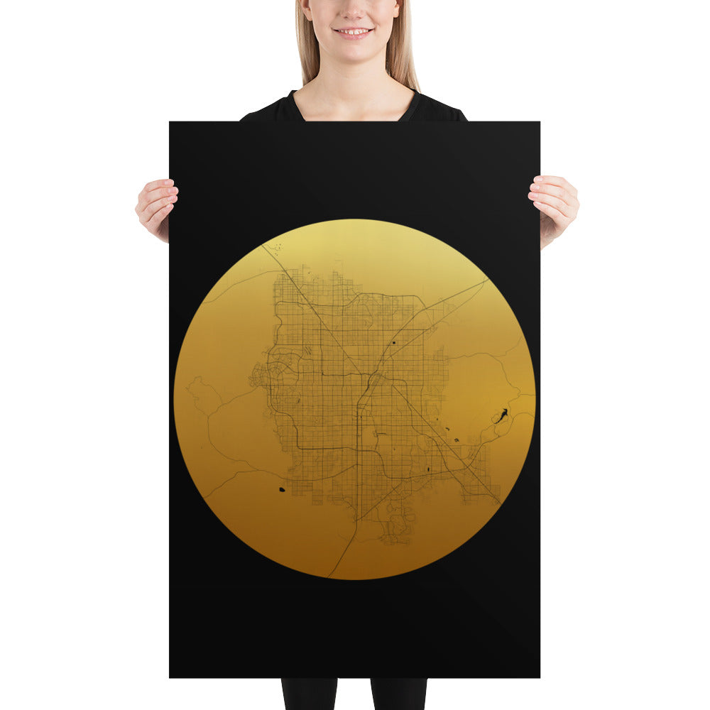 Las Vegas Gold on Black Paper Map