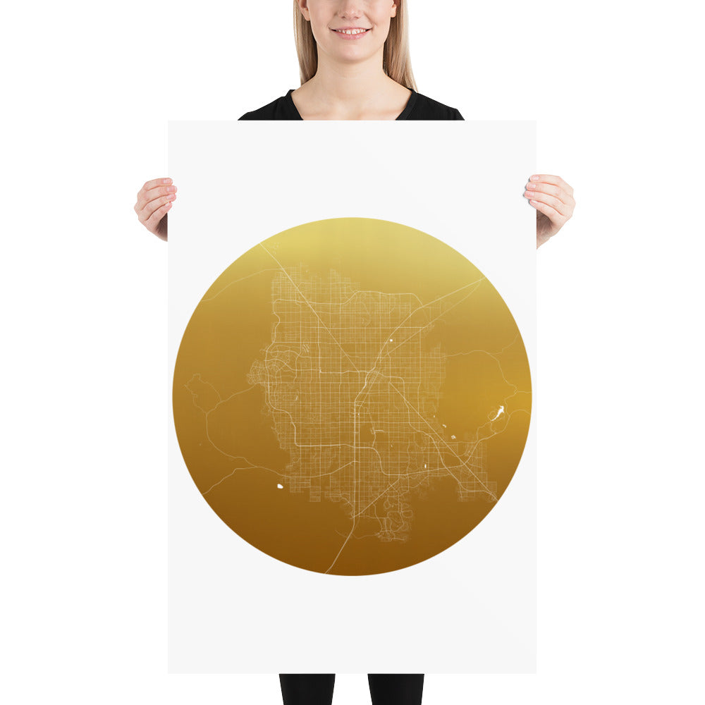 Las Vegas Gold on White Paper Map