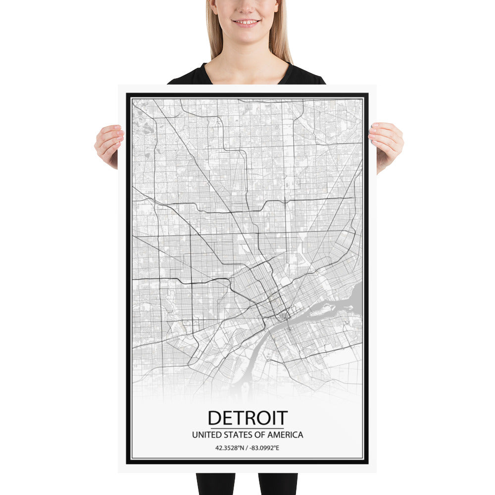 Detroit White Paper Map