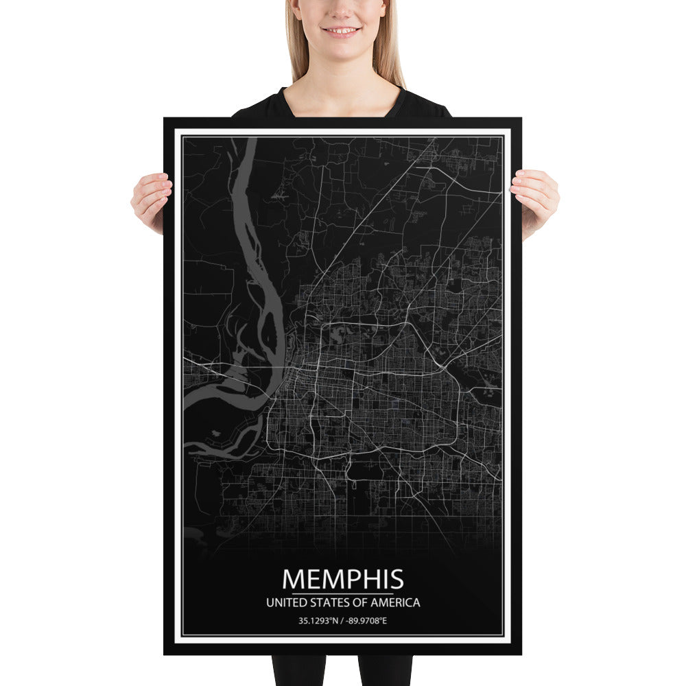 Memphis Black Paper Map