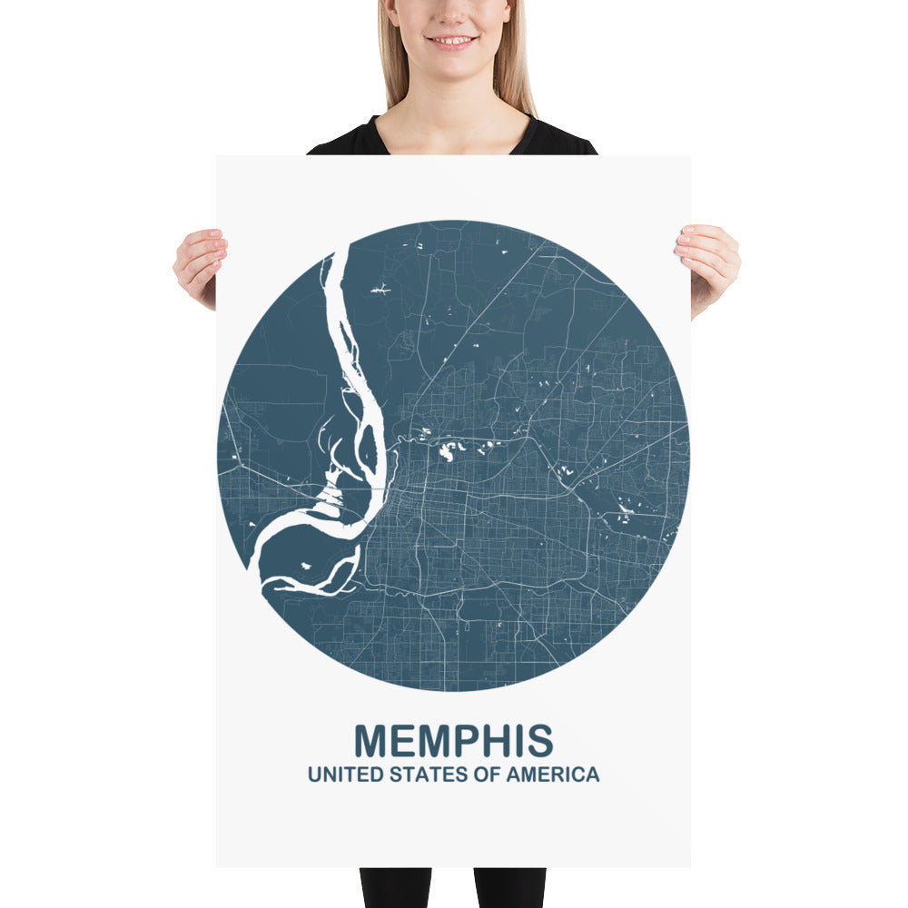 Memphis Circular Blue Paper Map