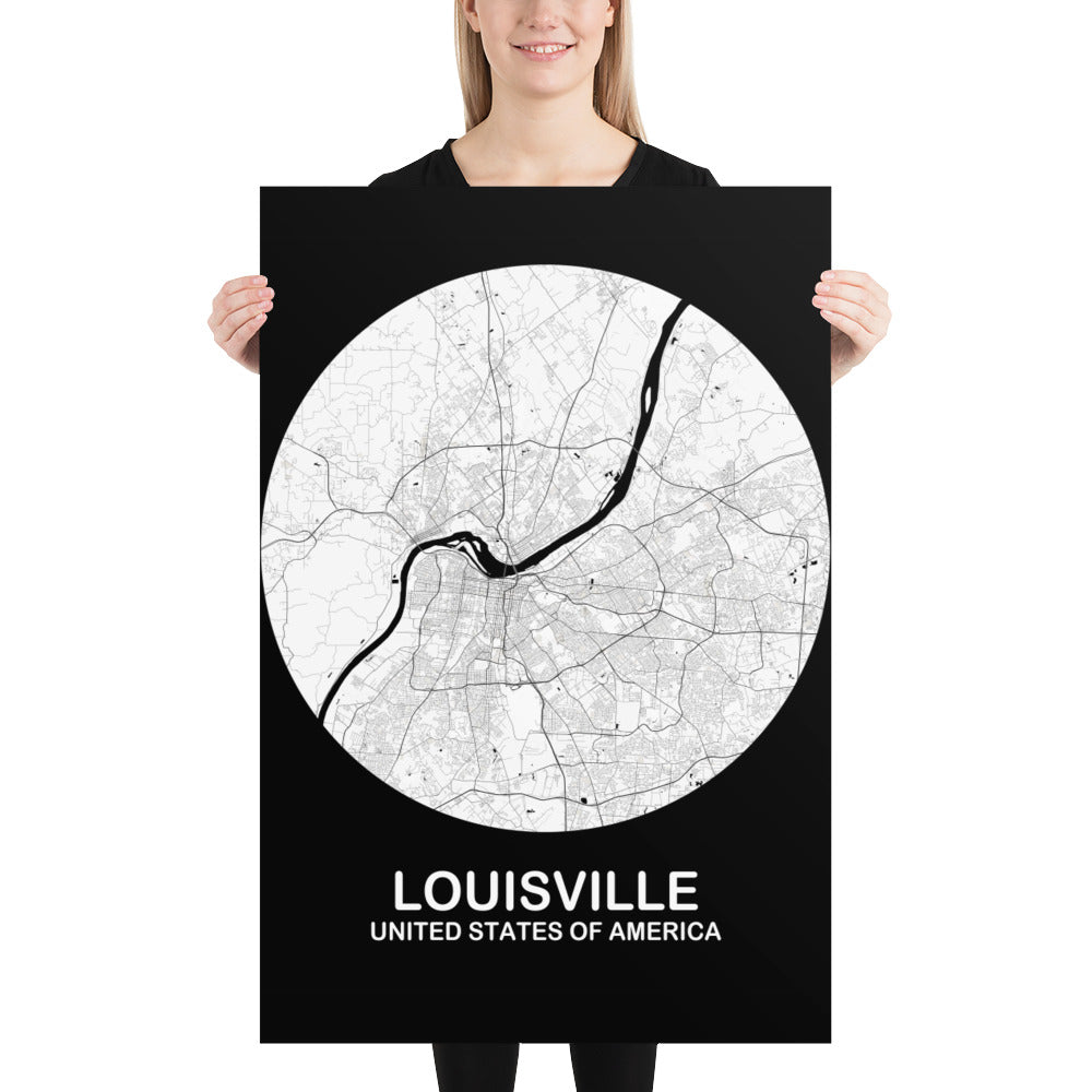 Louisville Circular White Paper Map