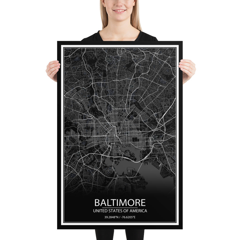 Baltimore Black Paper Map