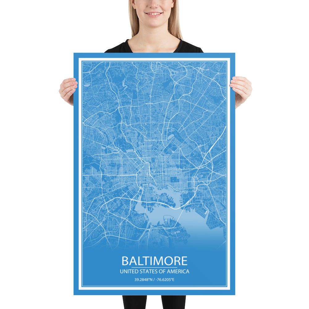 Baltimore Blue and White Paper Map