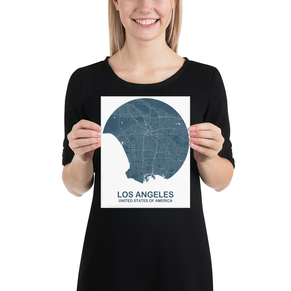 Los Angeles Circular Blue Paper Map