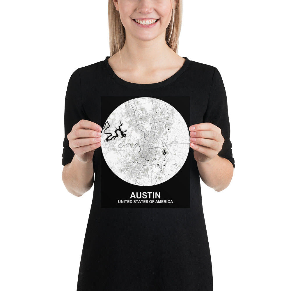 Austin Circular White Paper Map