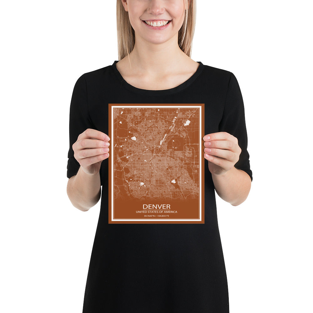 Denver Brown and White Paper Map