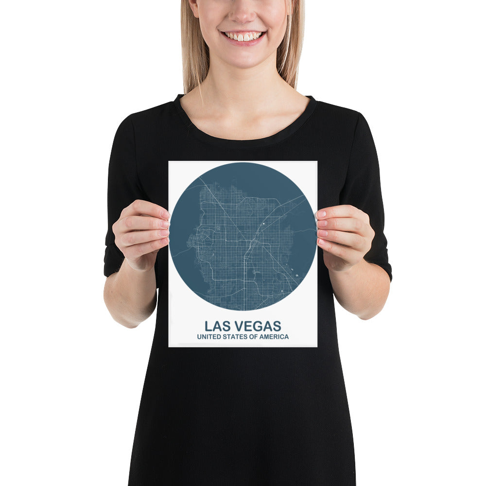 Las Vegas Circular Blue Paper Map